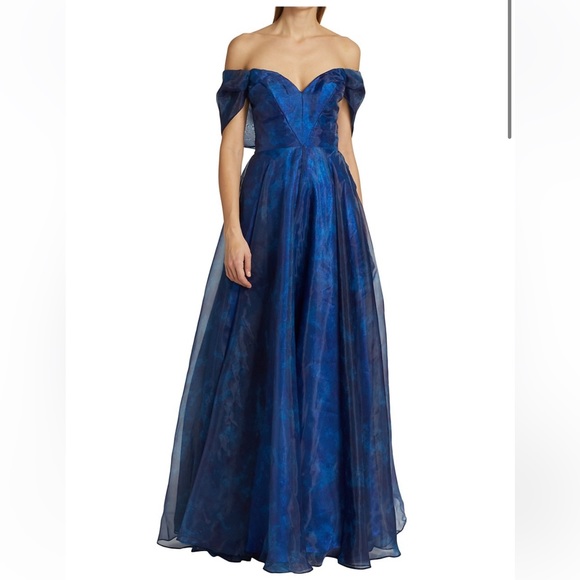 Renee Ruiz Collection - Metallic Off the Shoulder Gown - Picture 1 of 11